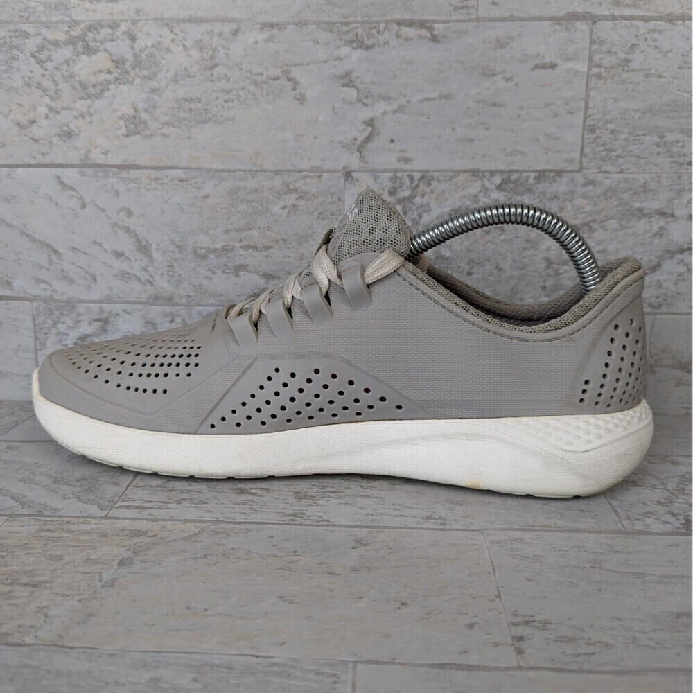Lite Ride Pacer By Crocs 205234 Ladies Size 10 Grey White Lace Up Low Top - Picture 6 of 10